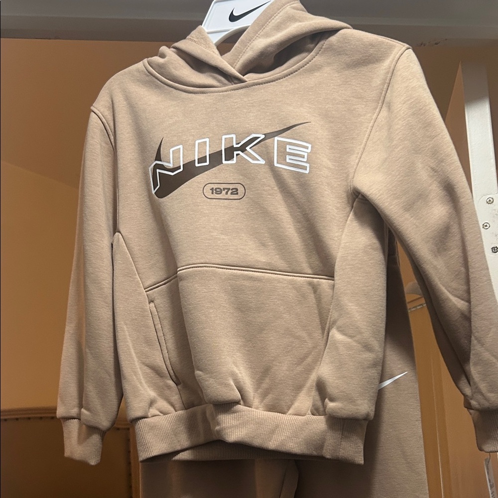 NWT/ Nike Beige Hoodie with Bold Logo